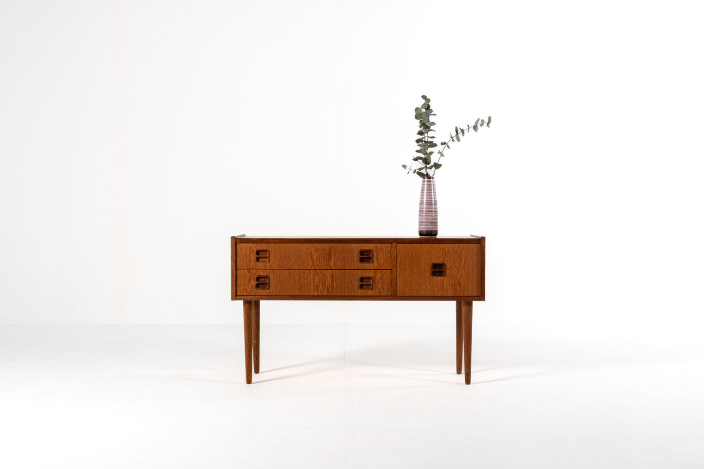 Danish oak sideboard 1960s drawers front view