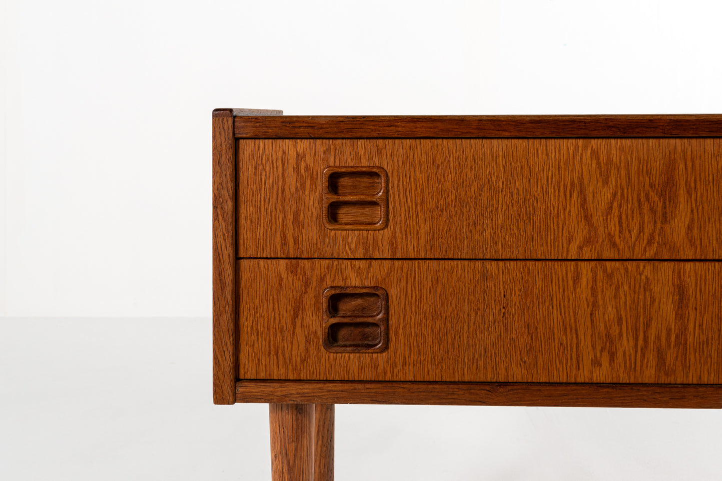 Mid century oak cabinet recessed handles