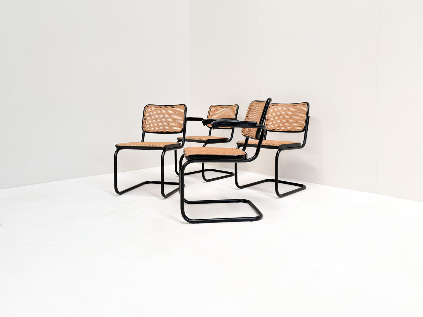 Vintage Bauhaus style Cesca chairs Marcel Breuer Thonet set of 4