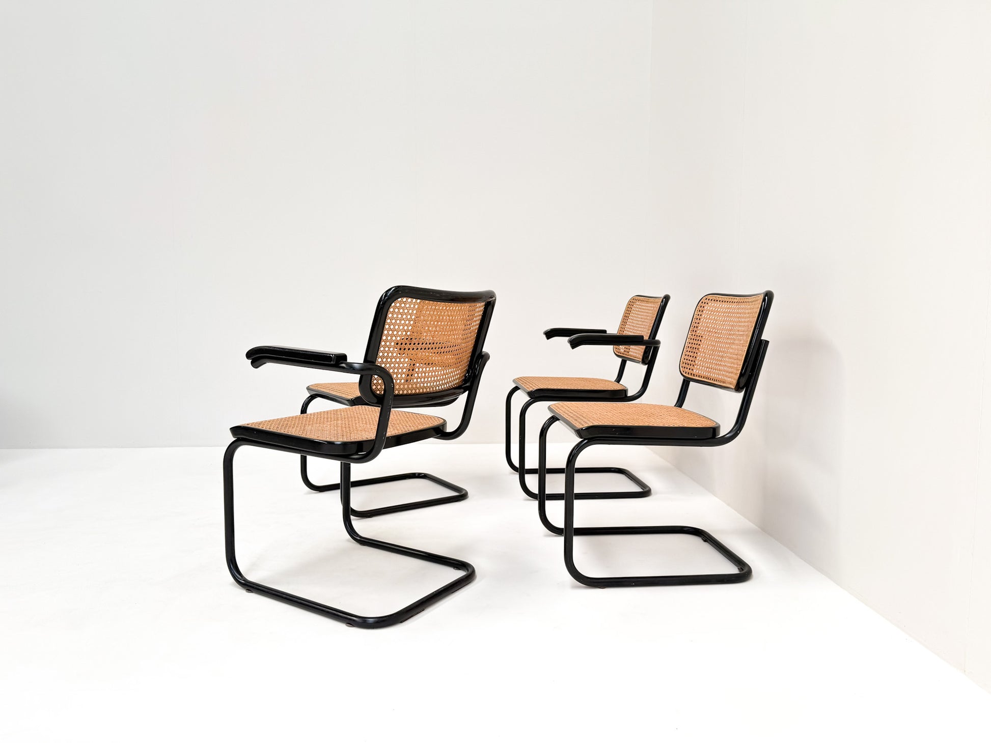 Set of 4 Marcel Breuer Cesca chairs Thonet B64 armchairs B32 side chairs