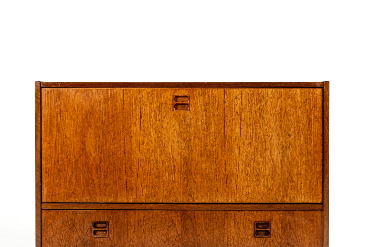 Scandinavian rosewood cabinet drawer detail