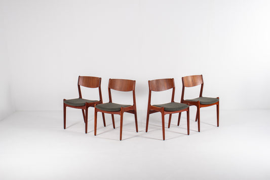 Set of four Danish teak dining chairs