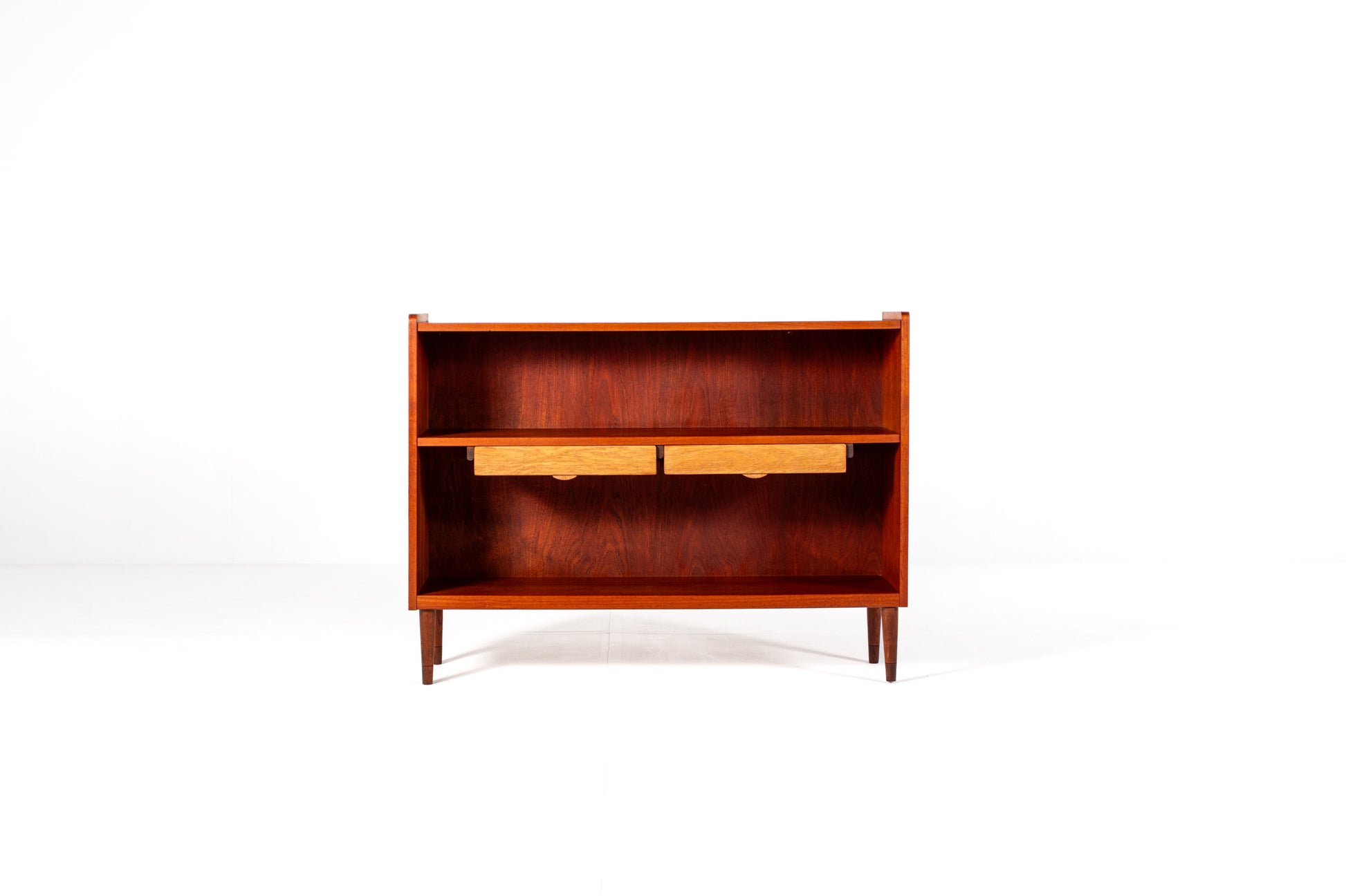 Danish teak bookcase with drawers 1960s front view