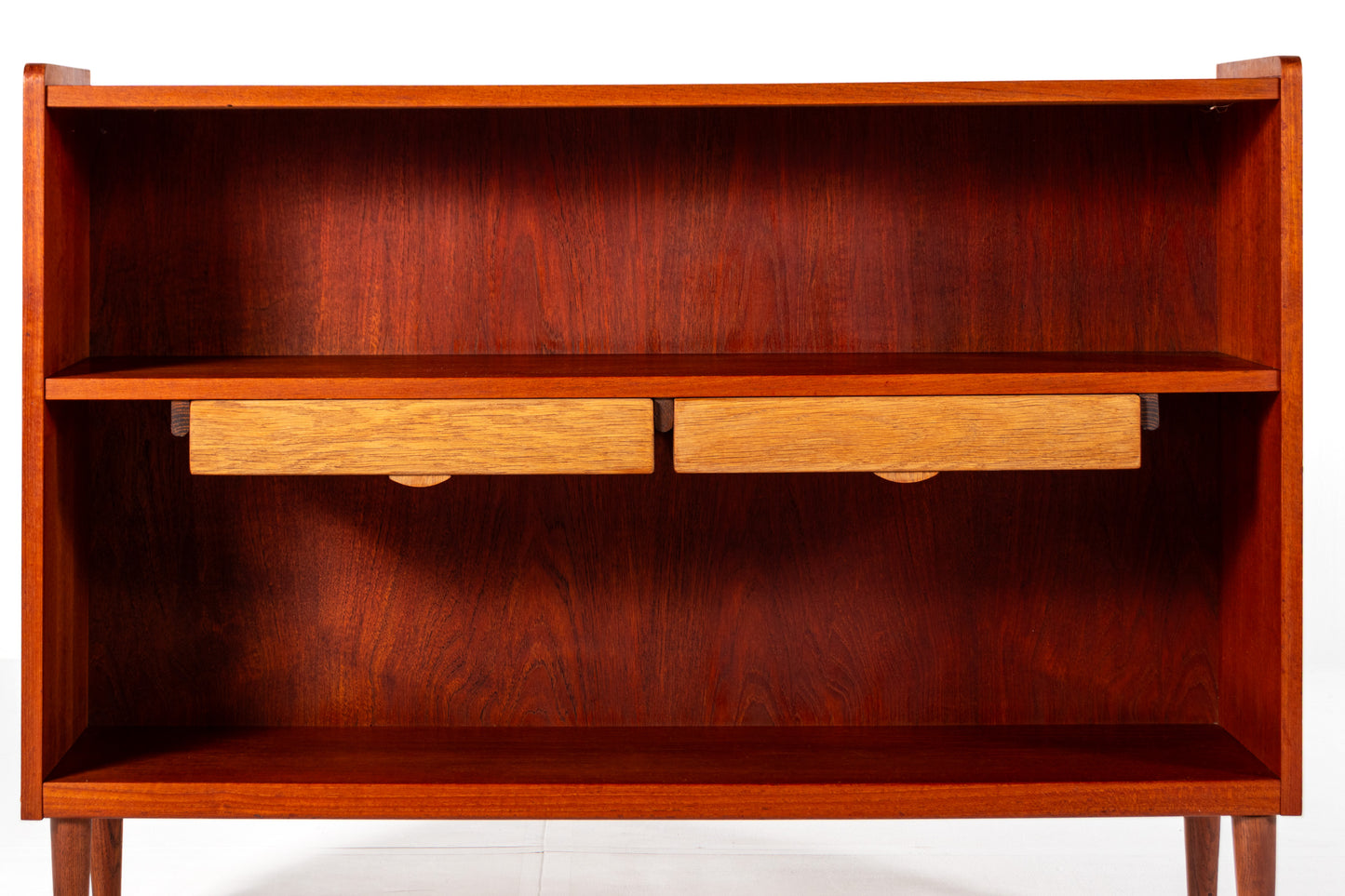 Danish teak bookcase with drawers 1960s front view