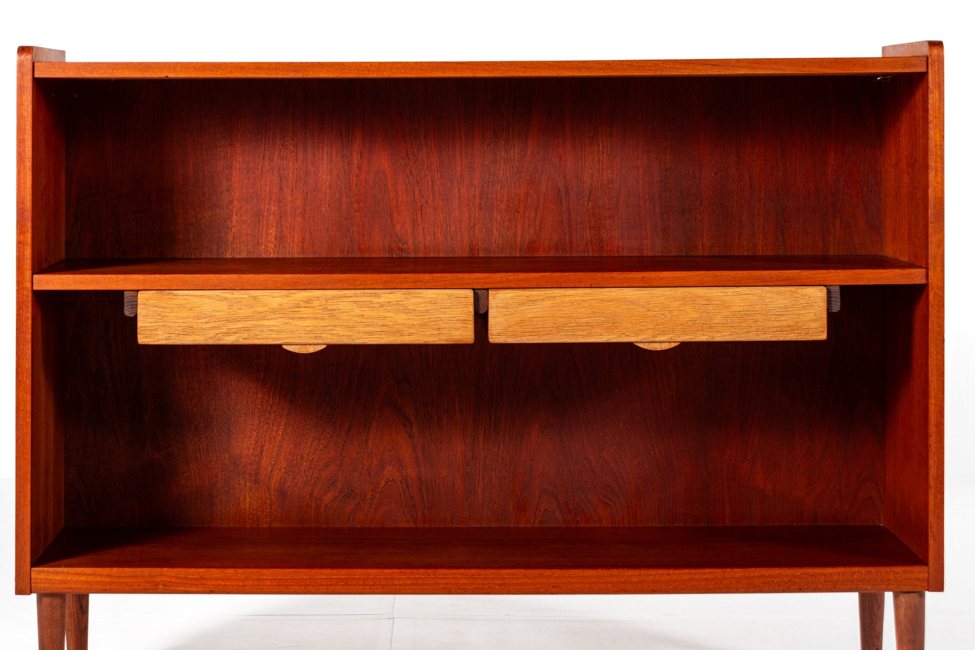 Danish teak bookcase with drawers 1960s front view