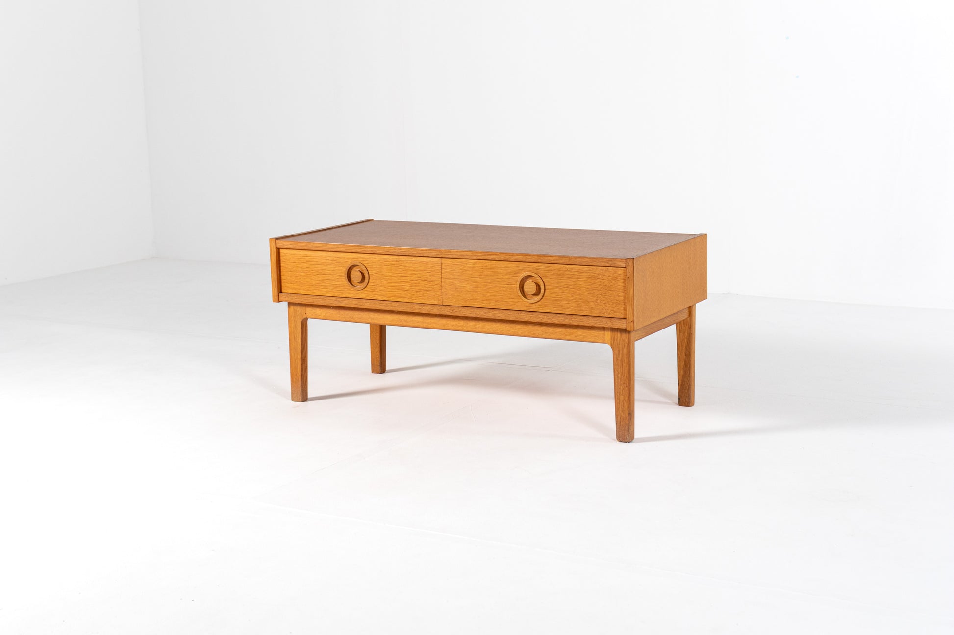 Danish oak cabinet 1960s low cabinet front view