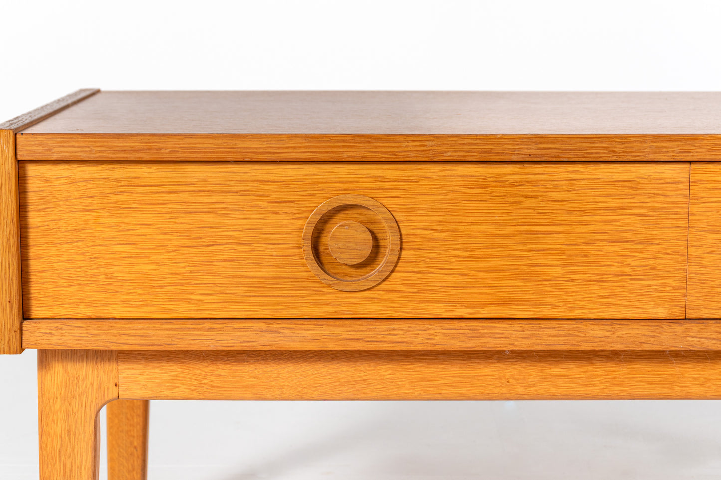 Mid century oak cabinet drawers recessed handles