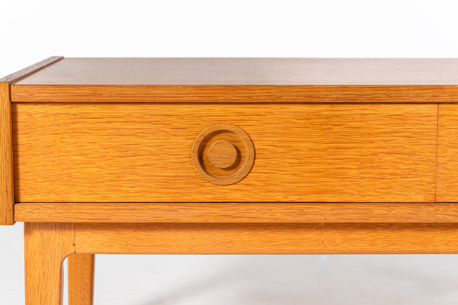 Mid century oak cabinet drawers recessed handles