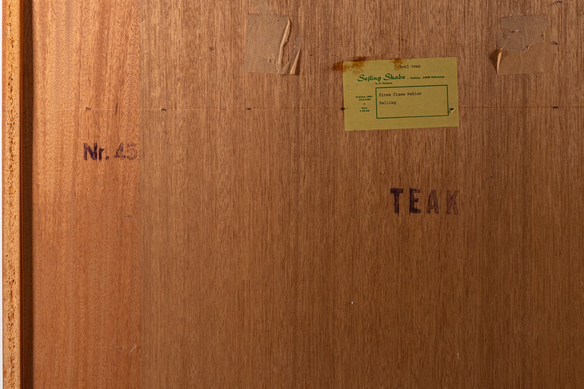 Danish teak bookcase Sejling Skabe 1960s maker's mark