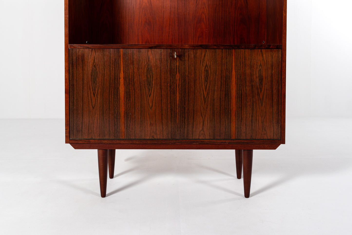 Danish rosewood bookcase 1960s drop down bar