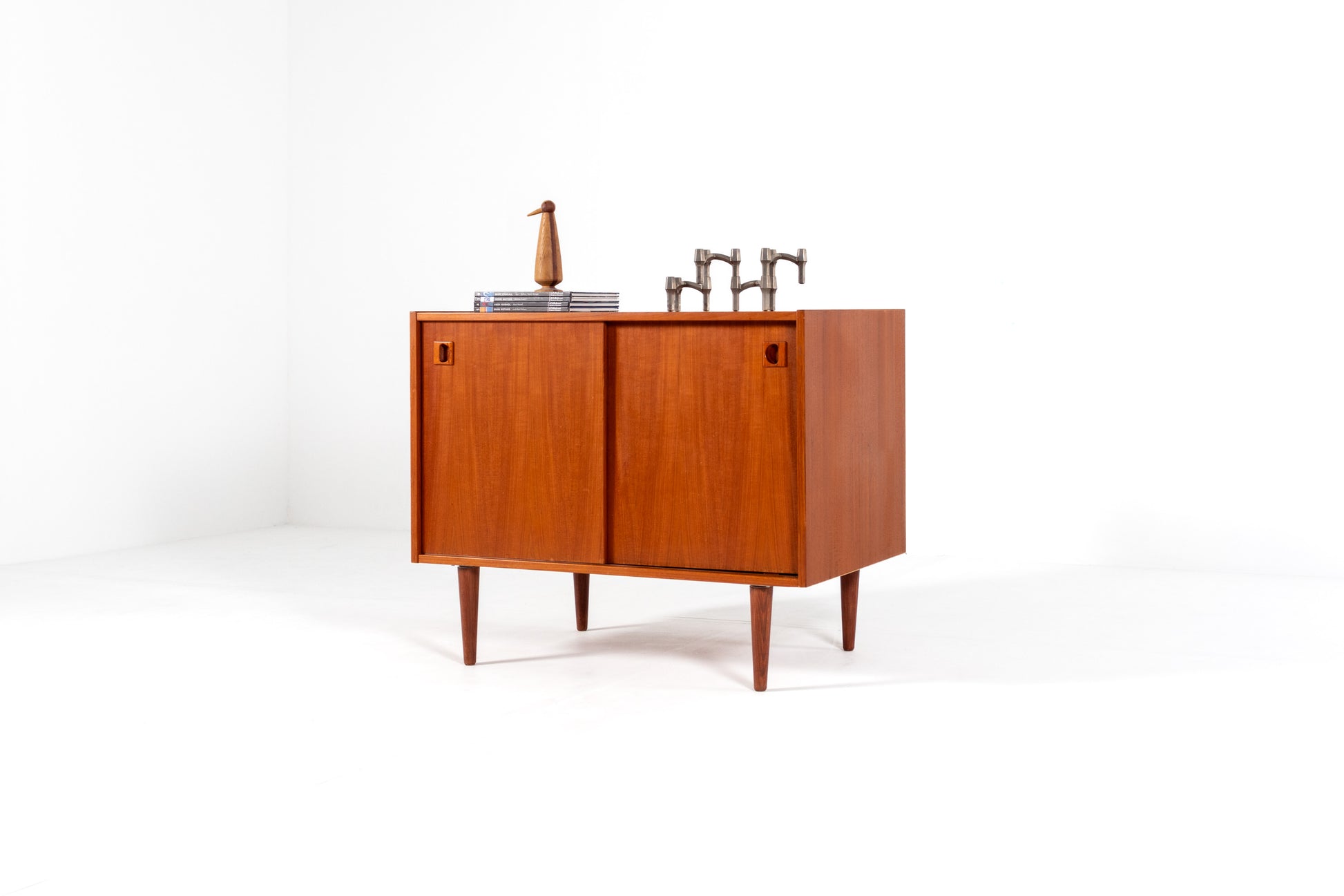 Swedish teak cabinet 1960s sliding doors 