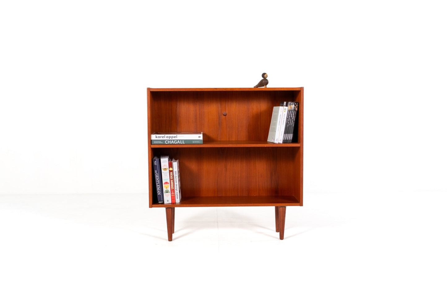 Danish teak bookcase 1960s open shelf front view