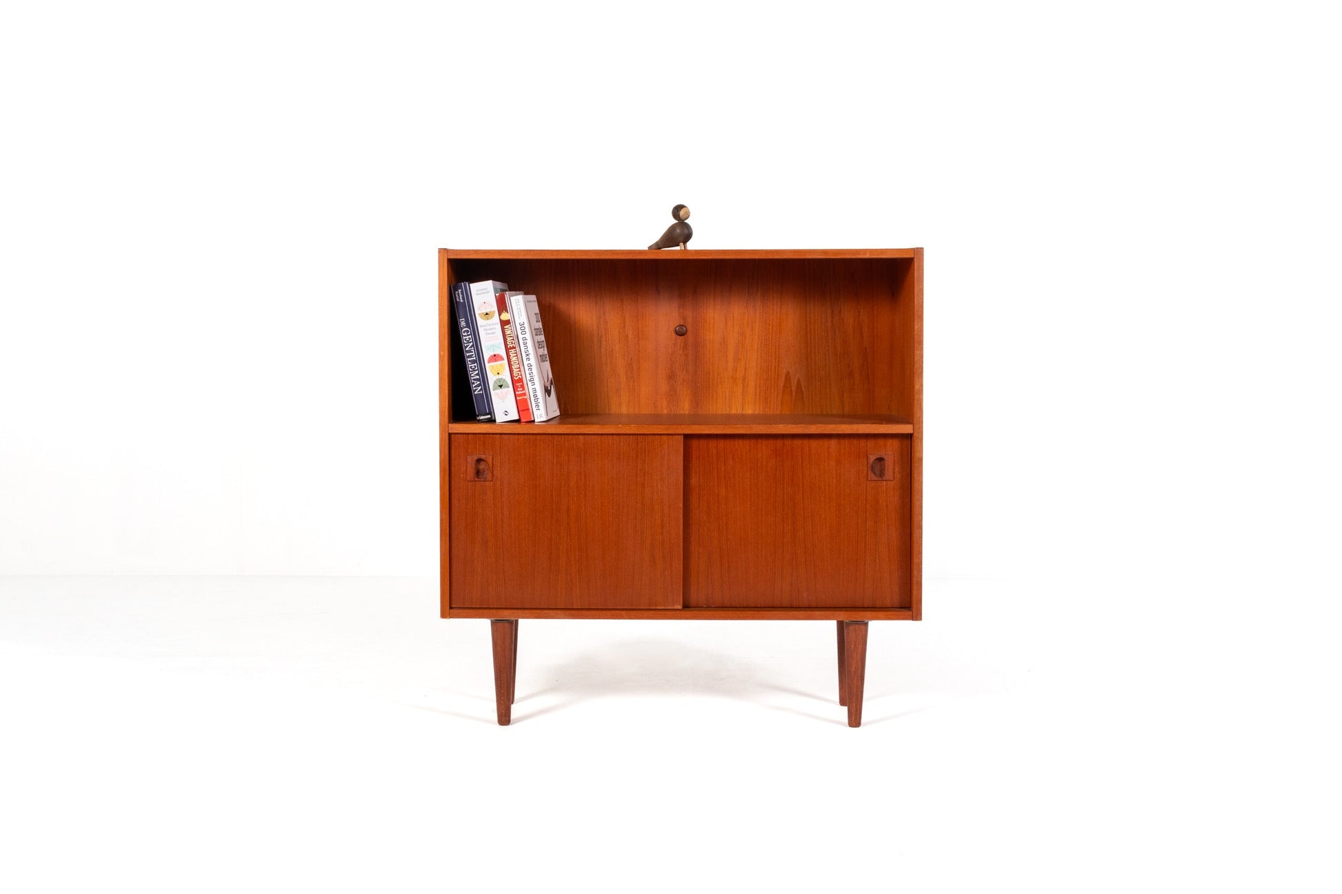 Danish teak cabinet 1960s sliding doors front view