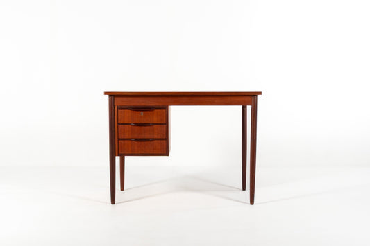 Danish teak desk 1960s three drawers front view