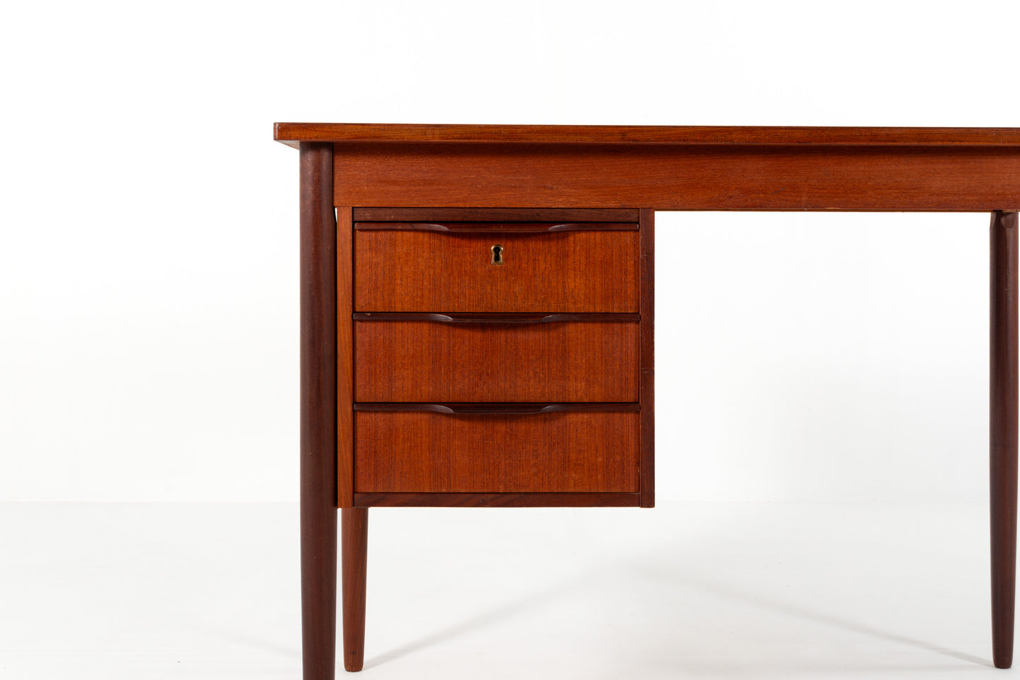 Teak wood grain desk detail