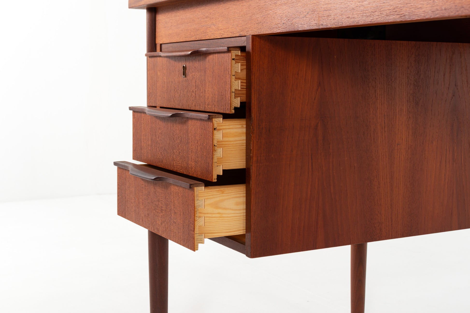 Teak wood grain desk detail