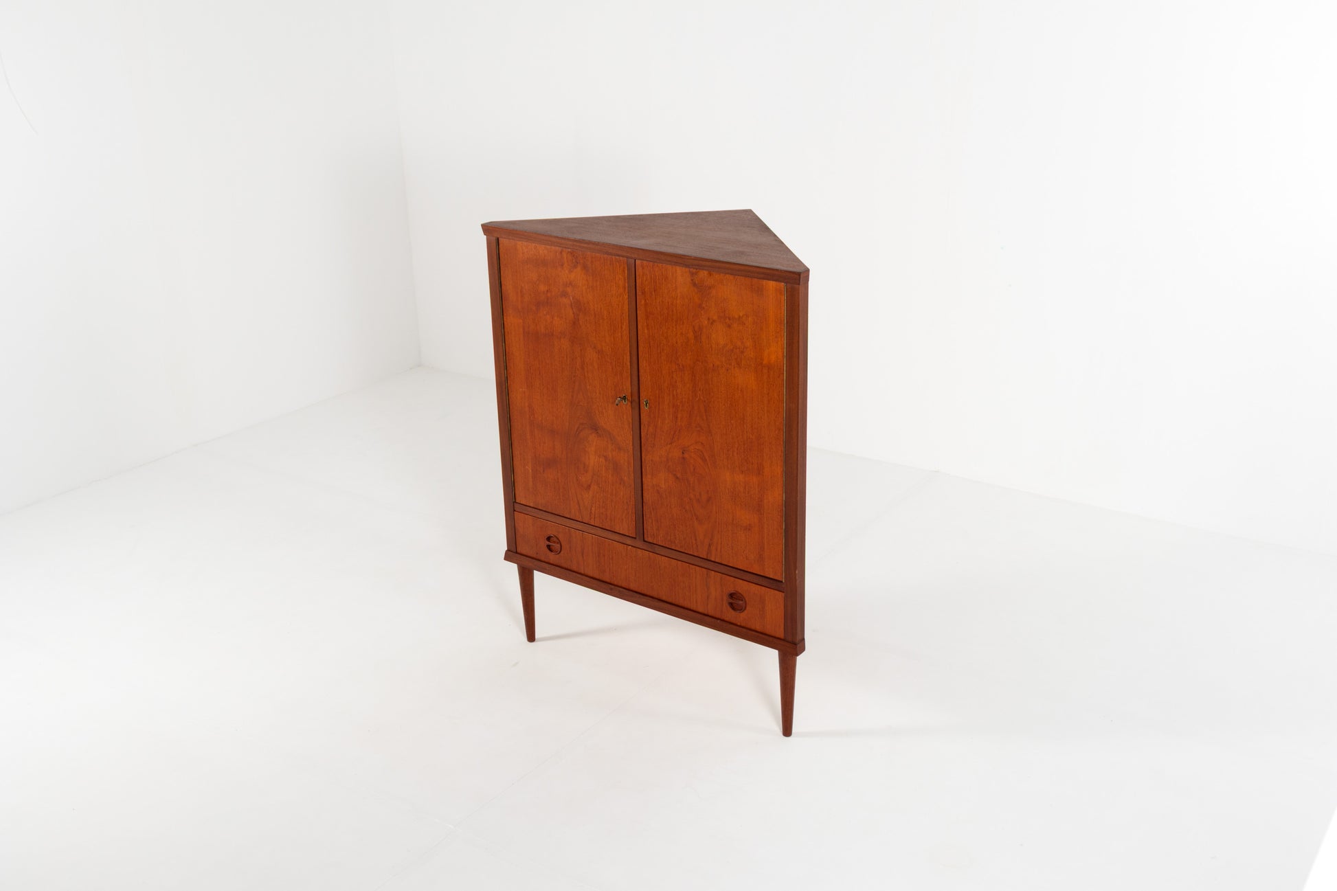 Danish teak corner cabinet 1960s front view