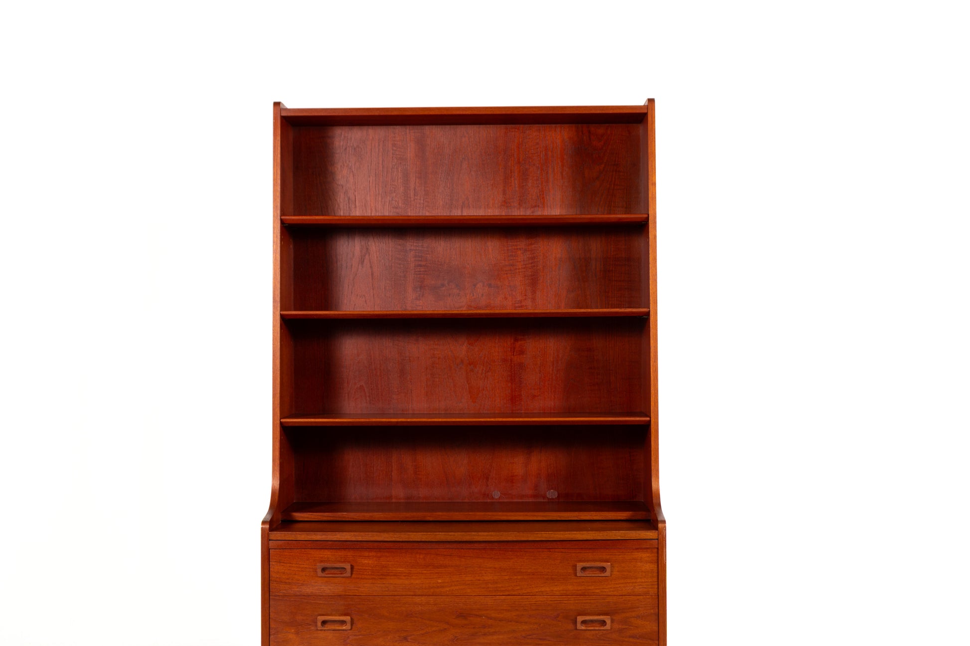 Danish Mid-Century teak bookcase secretary by Johannes Sorth, front view