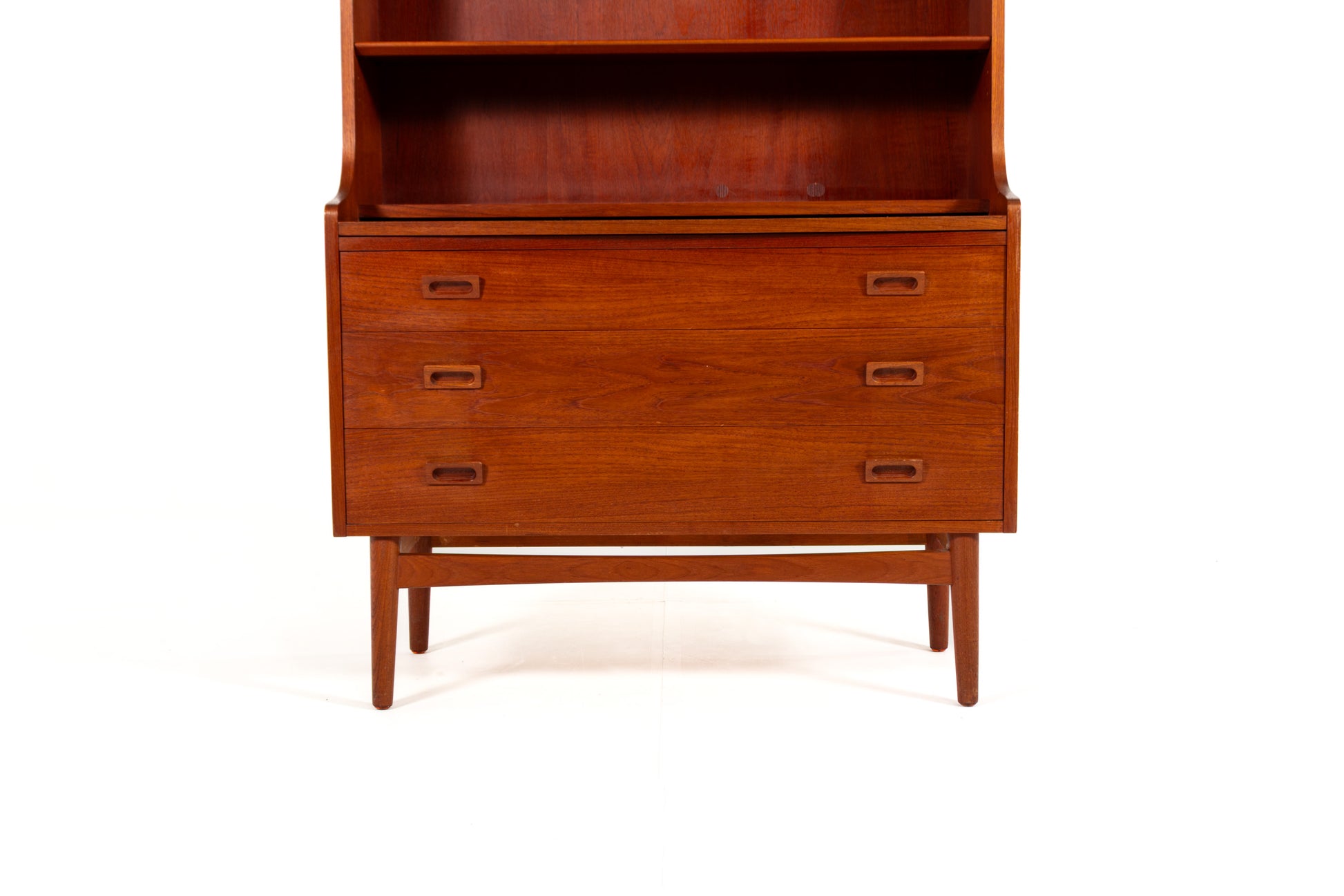 Danish Mid-Century teak bookcase secretary by Johannes Sorth, front view