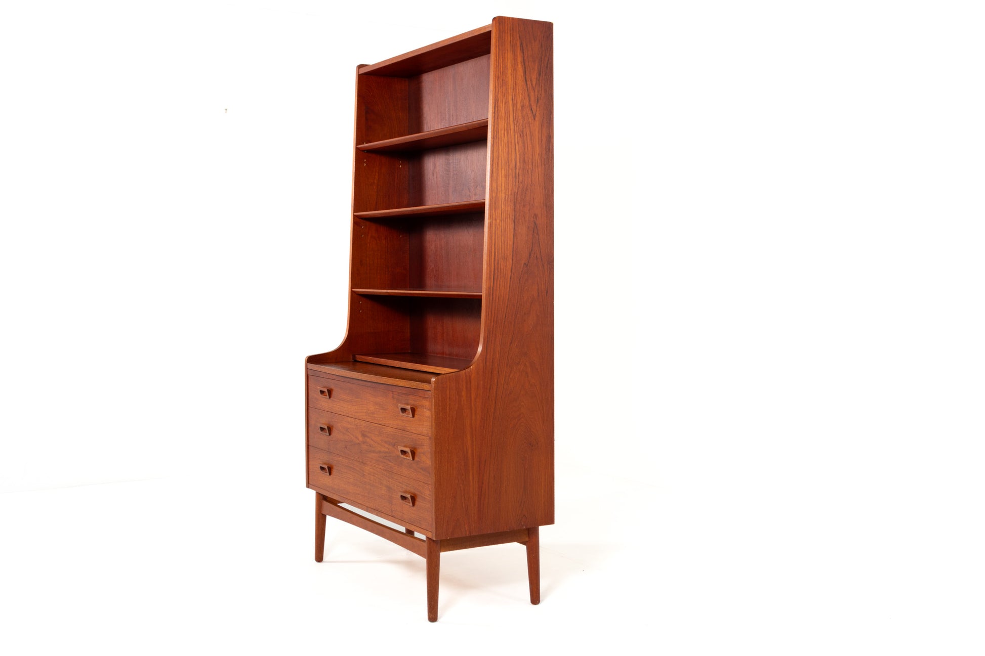 Danish Mid-Century teak bookcase secretary by Johannes Sorth