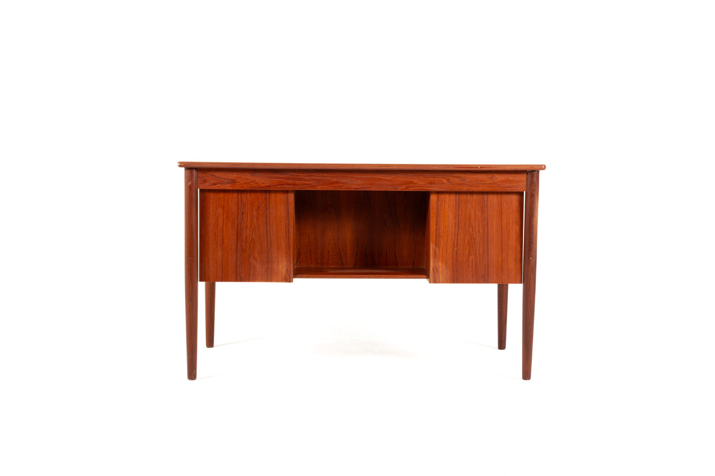 Freestanding Mid-Century desk with open bookshelf back