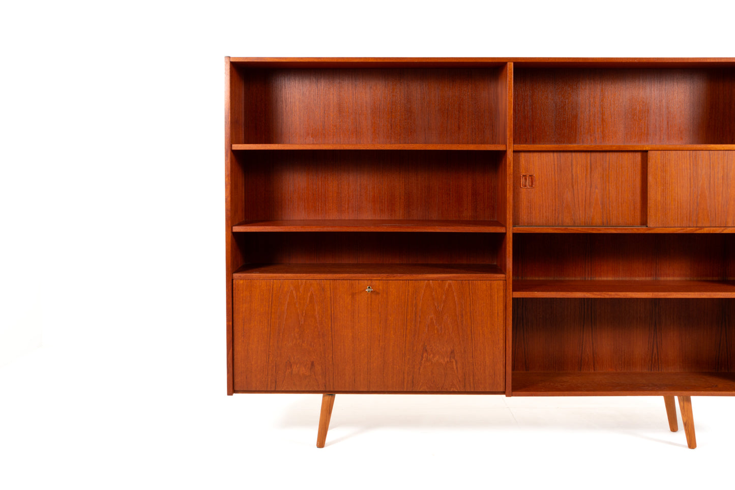 Danish Mid-Century teak bookcase with sliding doors from the 1960s