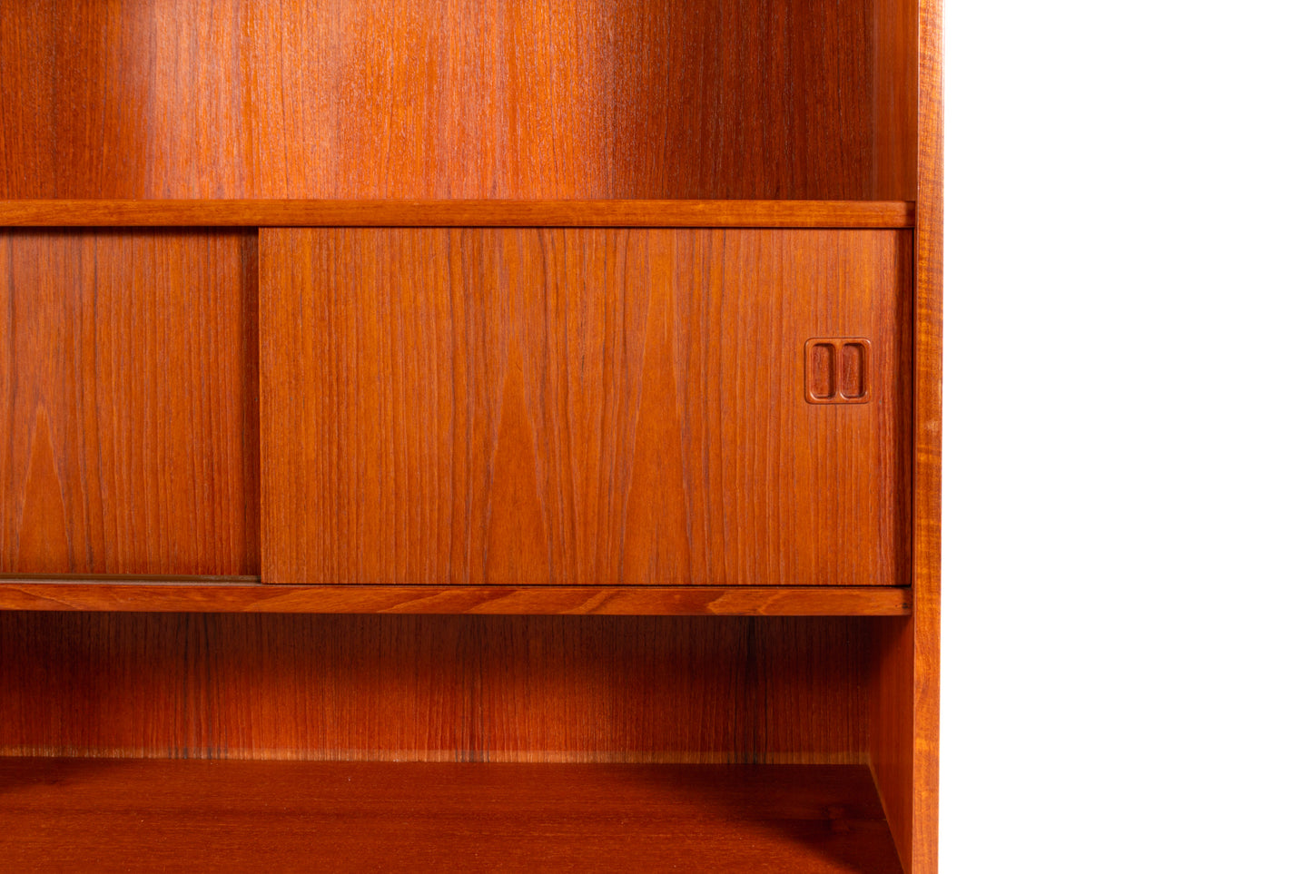 Scandinavian teak wall unit with sliding-door cabinet