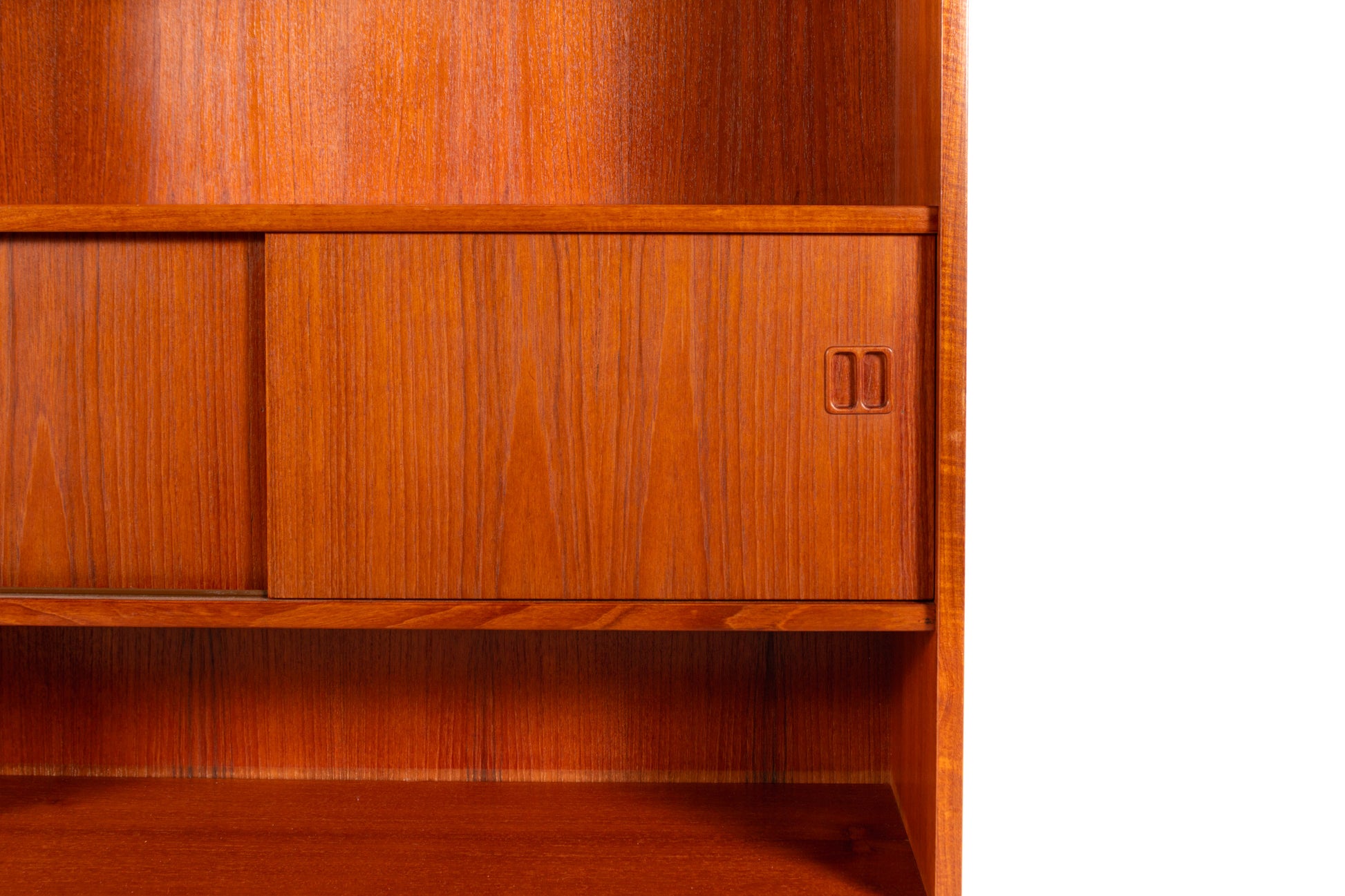 Scandinavian teak wall unit with sliding-door cabinet