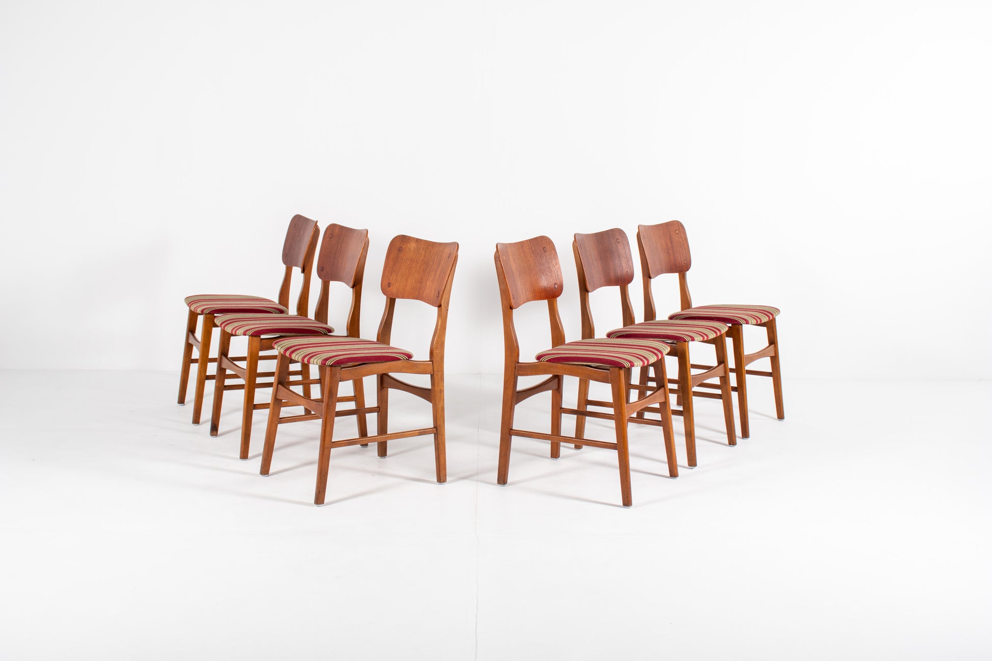 Set of six Danish Mid-Century dining chairs by Ib Kofod-Larsen.