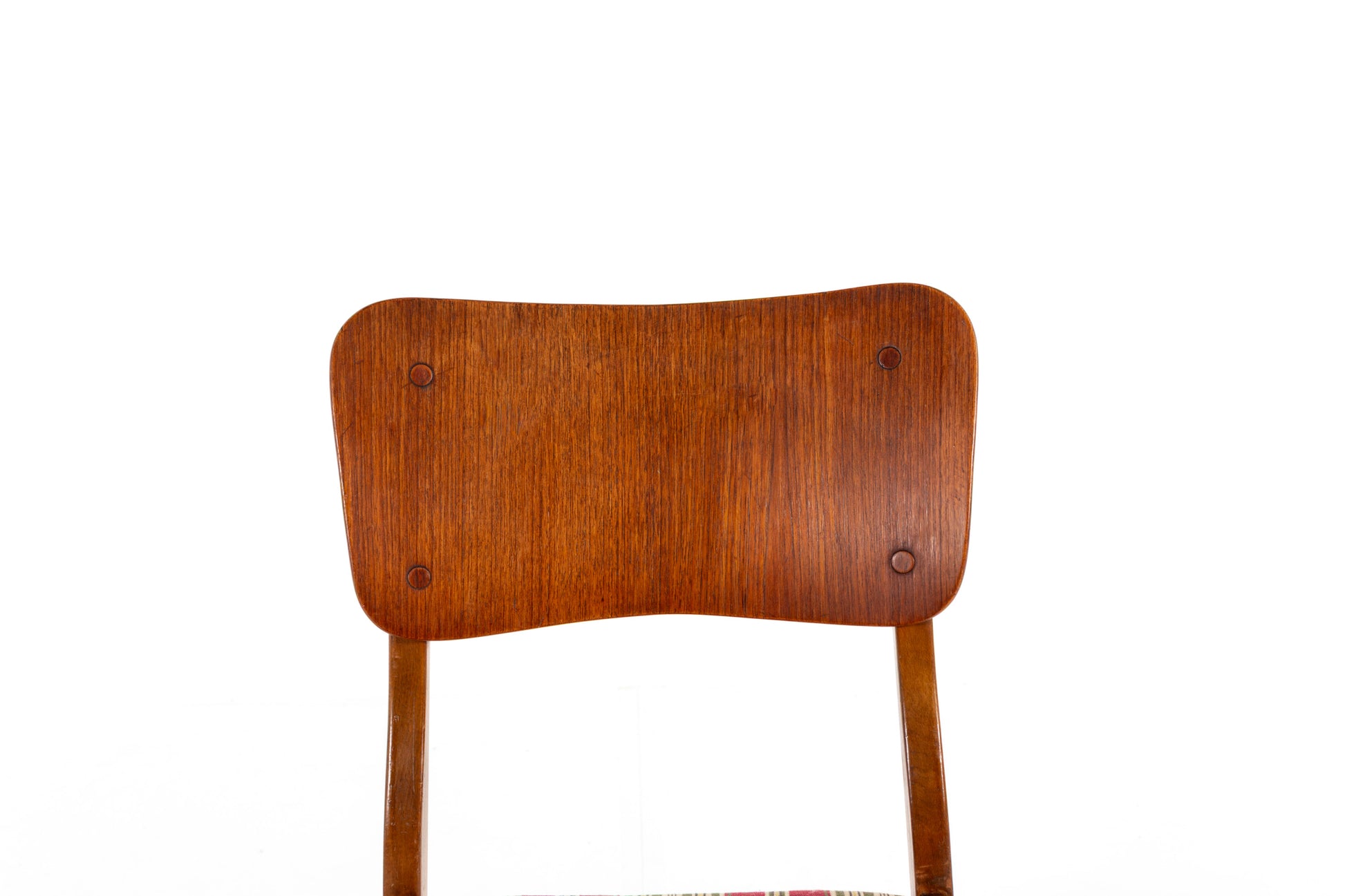 Ib Kofod-Larsen dining chairs with solid beech frames.