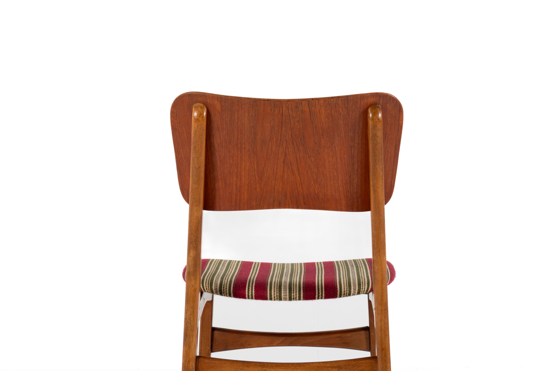 Ib Kofod-Larsen dining chairs with solid beech frames.