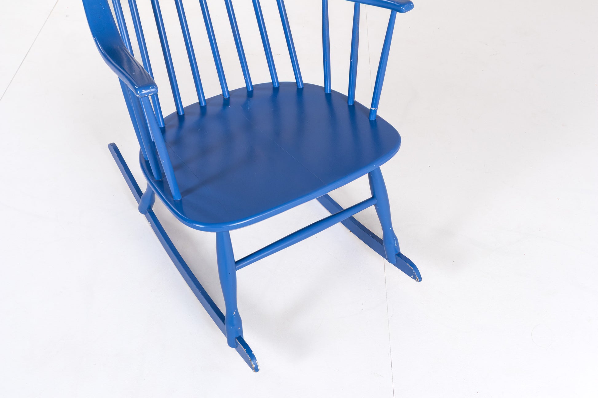 Close-up of the seat  of a vintage Grandessa rocking chair by Lena Larsson.