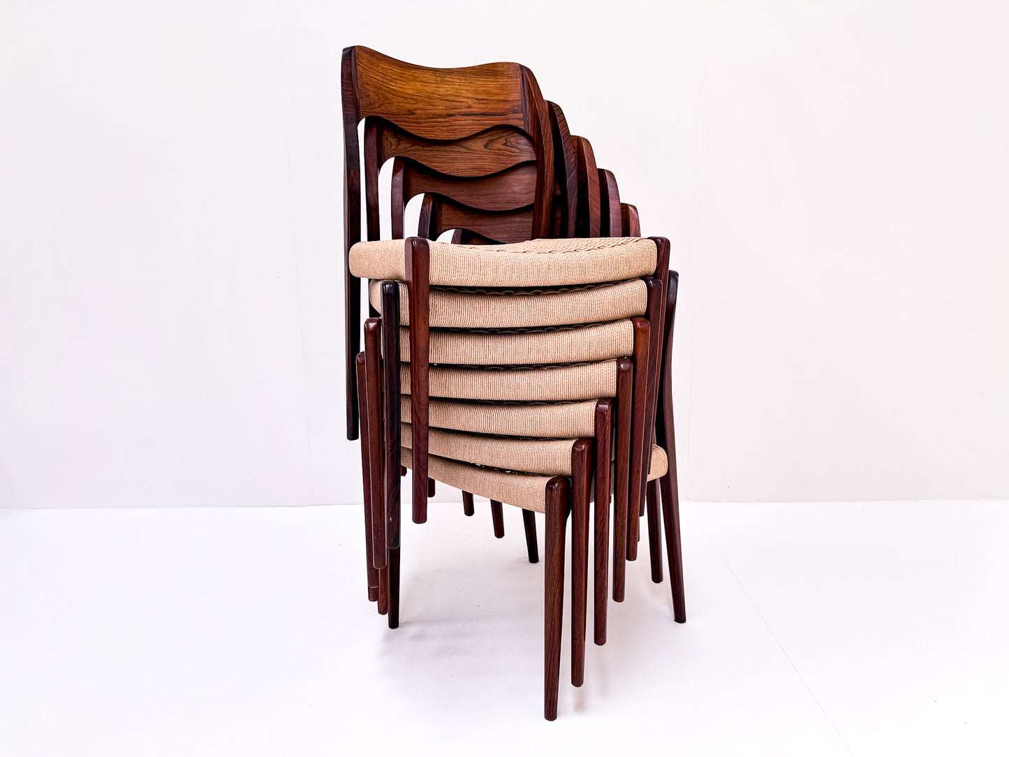 Set of 7 Niels Møller Model 71 Rosewood Dining Chairs, Denmark 1960s