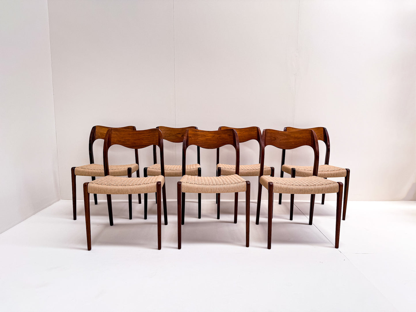 Set of 7 Niels Møller Model 71 Rosewood Dining Chairs, Denmark 1960s