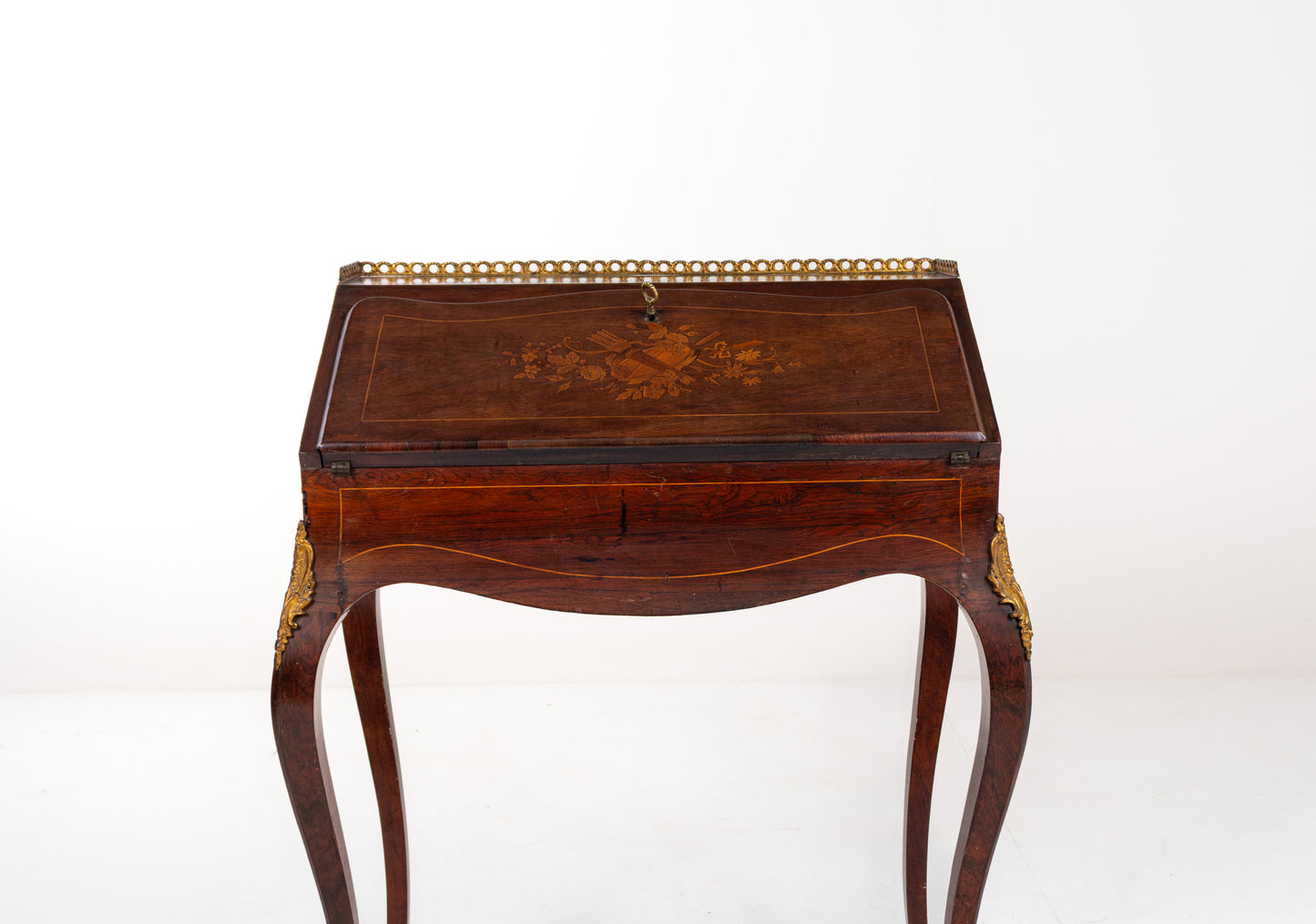 Antique Louis XV-Style Inlaid Ladies Writing Desk / Secretaire, 19th Century