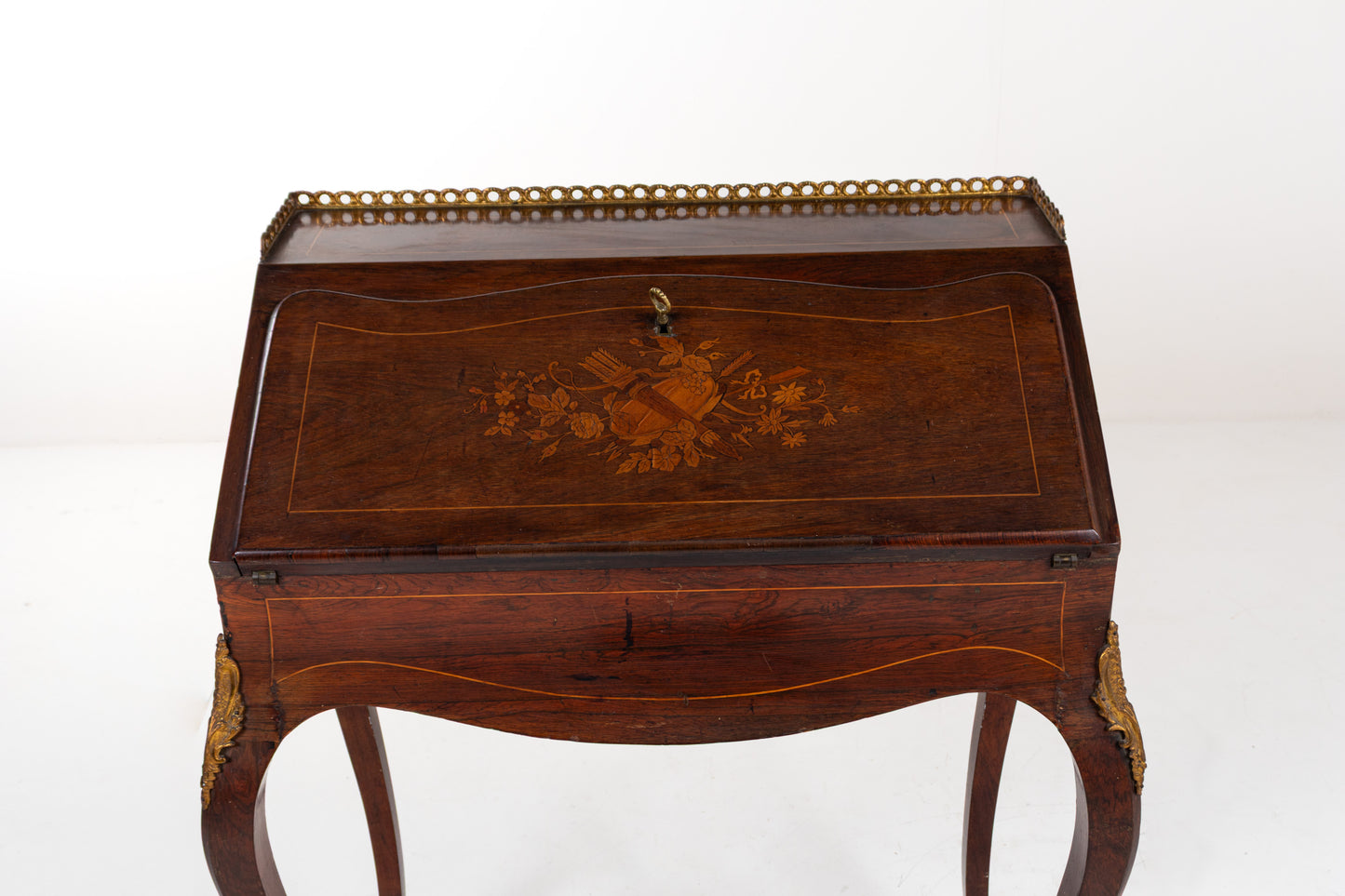 Antique Louis XV-Style Inlaid Ladies Writing Desk / Secretaire, 19th Century
