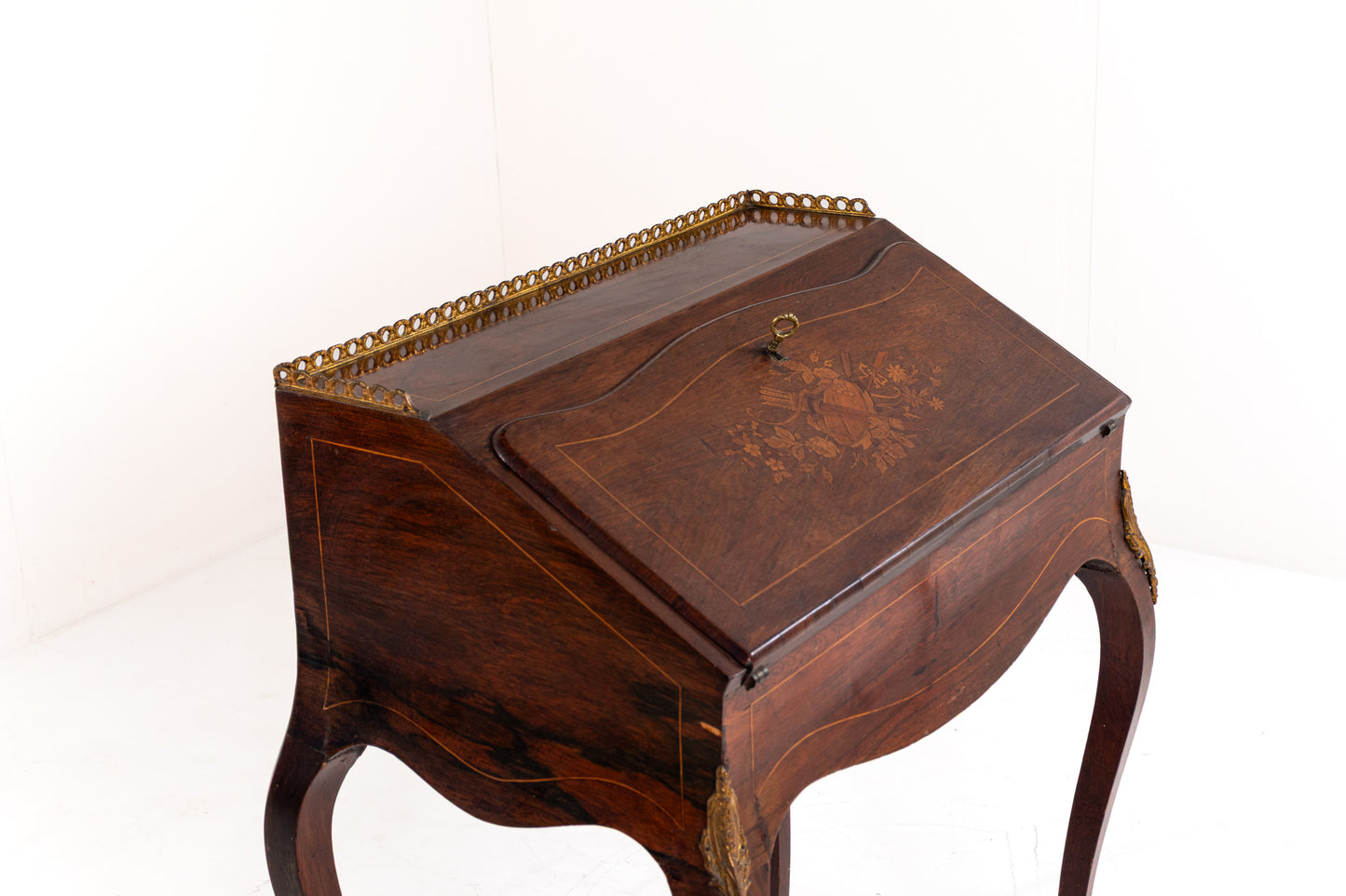 Antique Louis XV-Style Inlaid Ladies Writing Desk / Secretaire, 19th Century