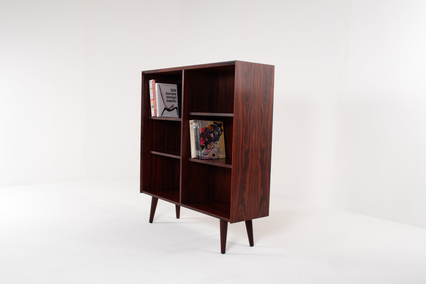 Vintage 1960s Danish rosewood open cabinet with four compartments