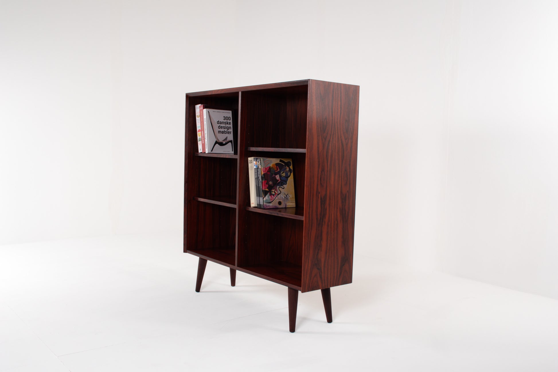 Vintage 1960s Danish rosewood open cabinet with four compartments