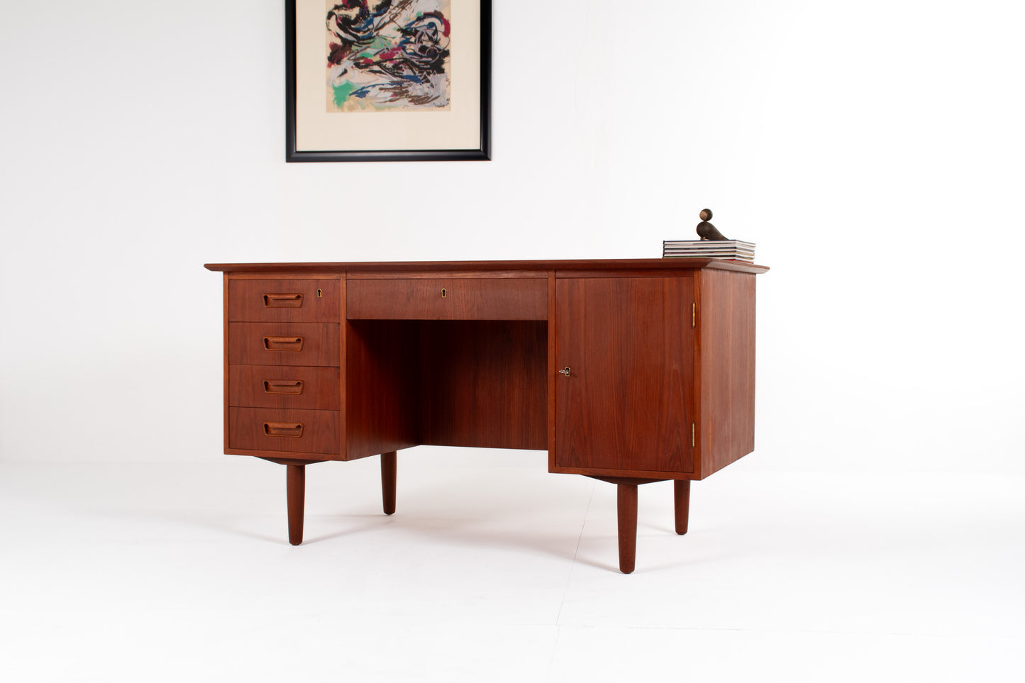 Mid-Century Danish Teak Desk with Bookcase Back, 1960s