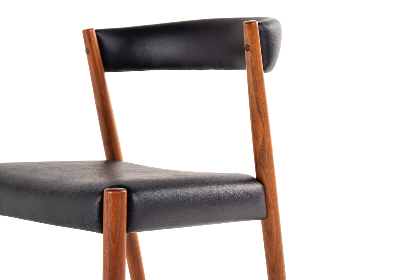 1960s Danish modern dining chairs in teak, newly upholstered