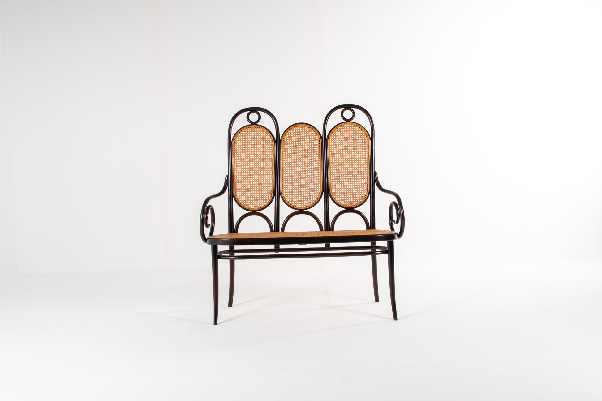 Thonet Model 207 bentwood bench with cane, 1980s
