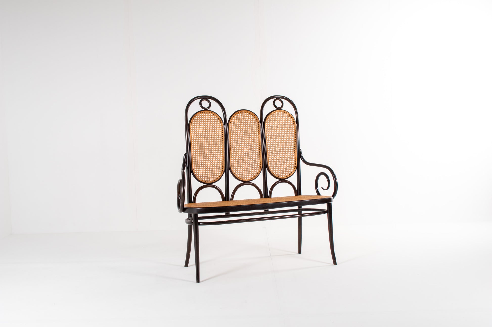 Thonet Model 207 bentwood bench with cane, 1980s