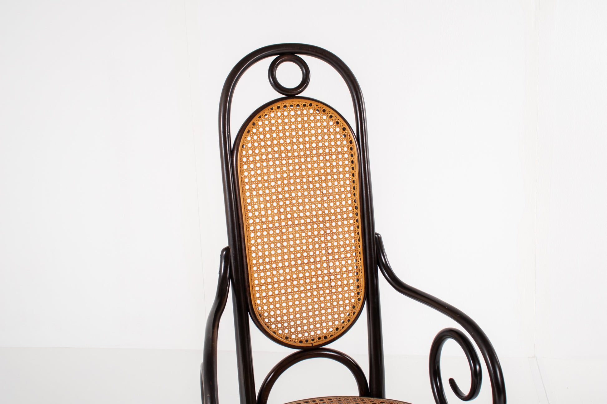 Vintage Thonet Model 17 armchairs with cane backs