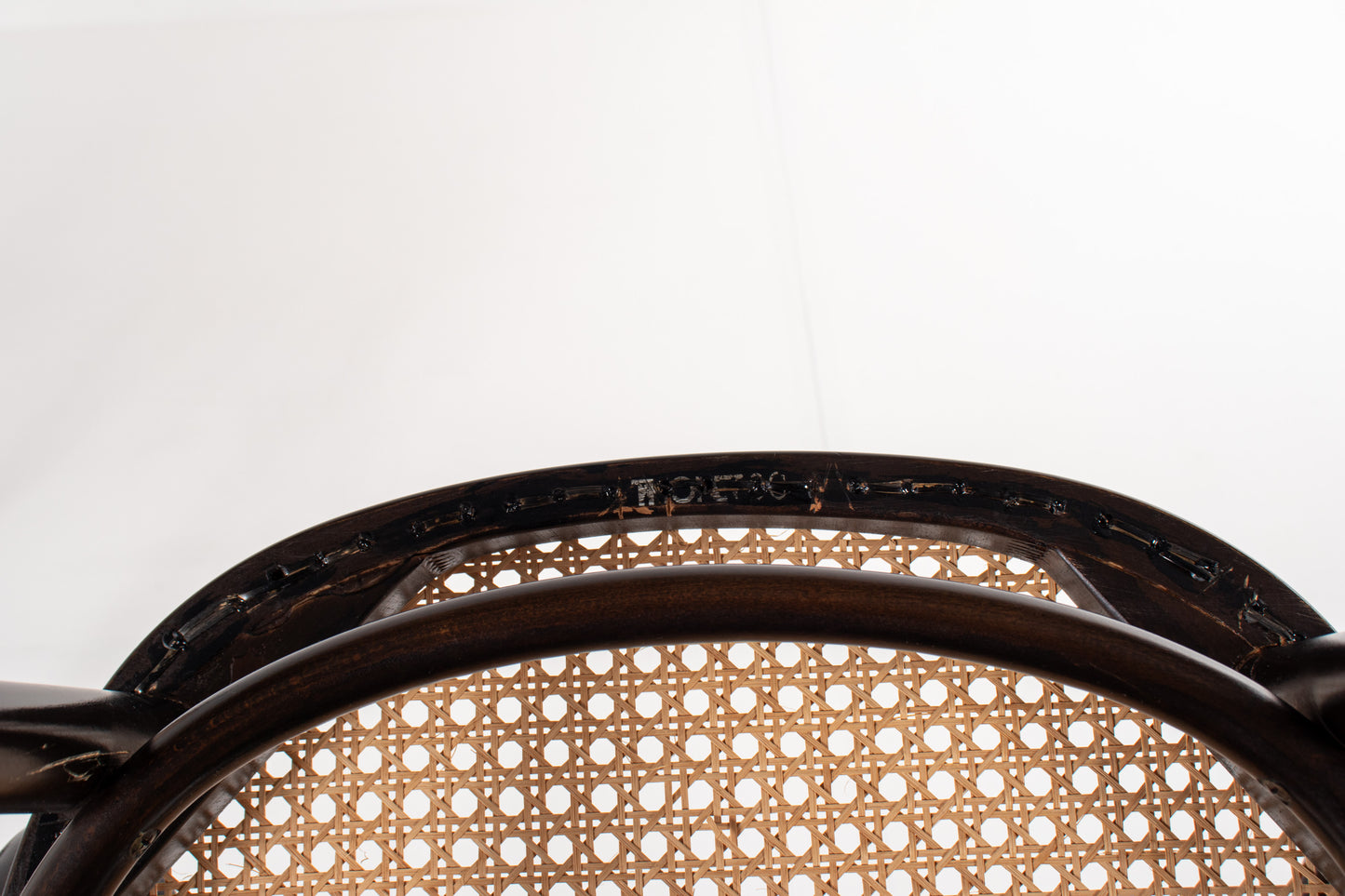 Original Thonet stamp under vintage bentwood chair