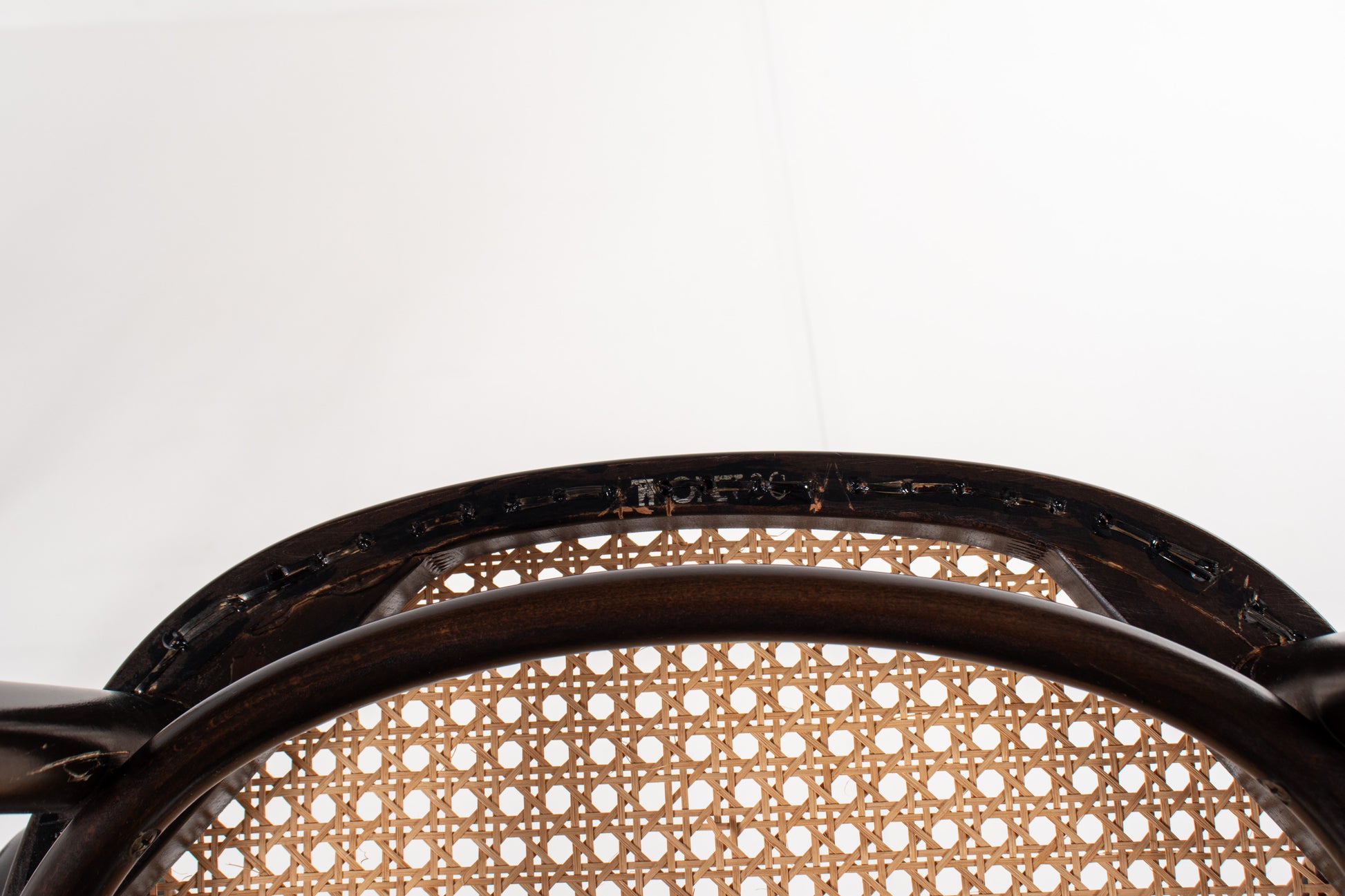 Original Thonet stamp under vintage bentwood chair
