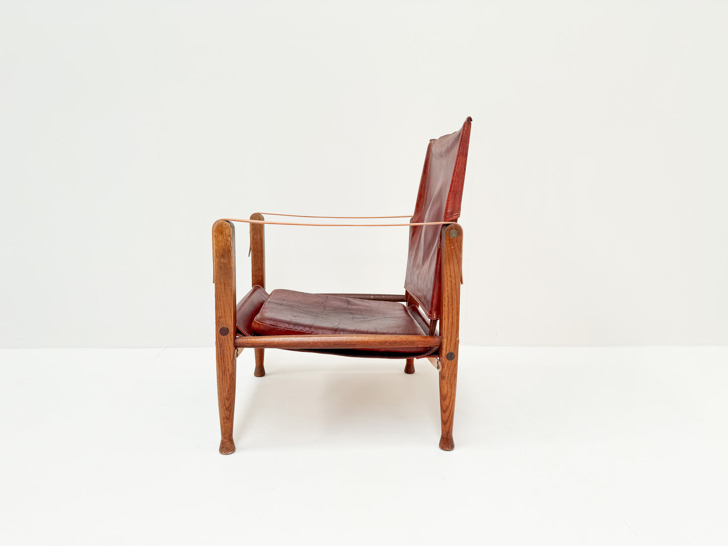 Vintage Danish leather safari lounge chair