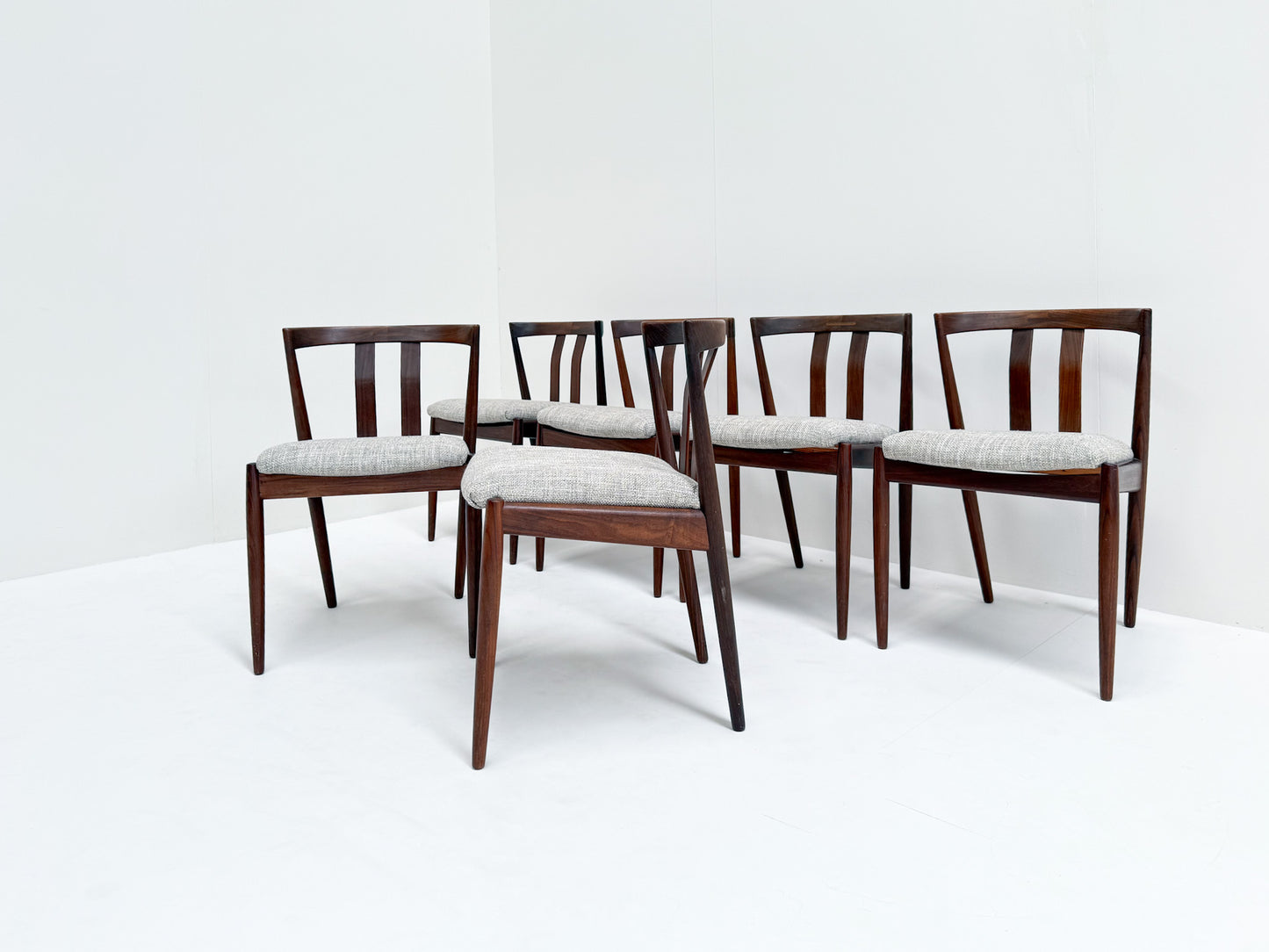 Vintage Danish teak dining chairs set Kai Kristiansen 1960s