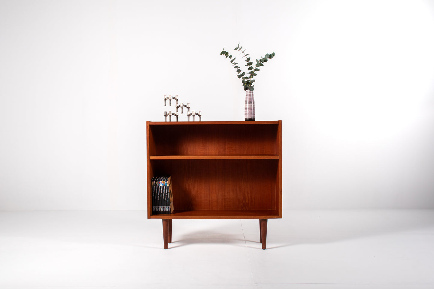 Danish mid-century modern teak bookcase by Sejling Skabe with open shelving