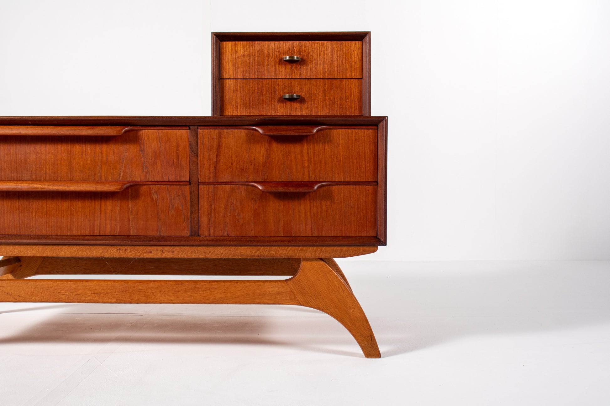 Detail of teak drawers and integrated handles, Danish modern